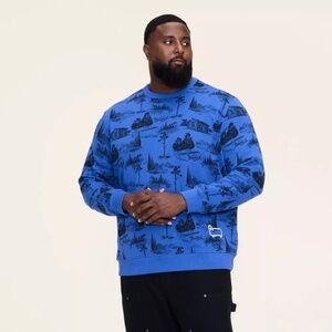Woolrich x Target Mens XLT Extra Large Tall Toile Print Pullover Sweatshirt Blue